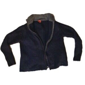 Sundance Blue Knit 100% Wool Full Zip Sweater Women's Vintage Size L